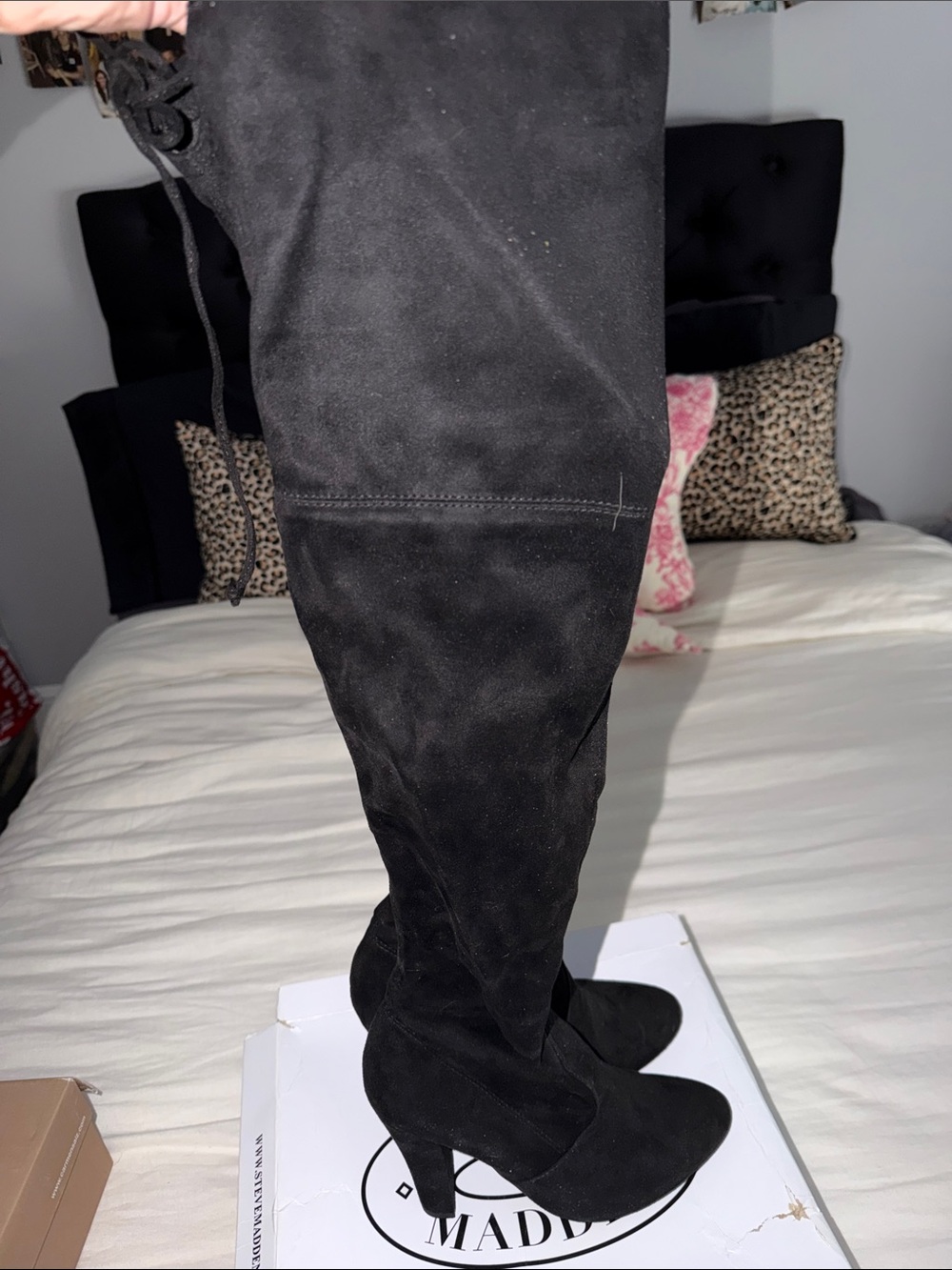 Steve Madden Black Suede Over-the-Knee Heeled Boots